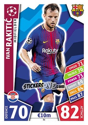 Sticker Ivan Rakitic - UEFA Champions League 2017-2018. Match Attax n. 31 - Topps