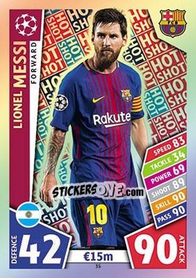 Figurina Lionel Messi - UEFA Champions League 2017-2018. Match Attax - Topps