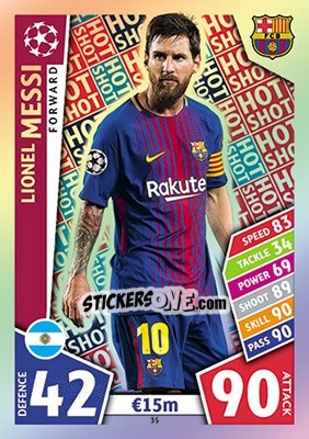 Sticker Lionel Messi - UEFA Champions League 2017-2018. Match Attax n. 35 - Topps