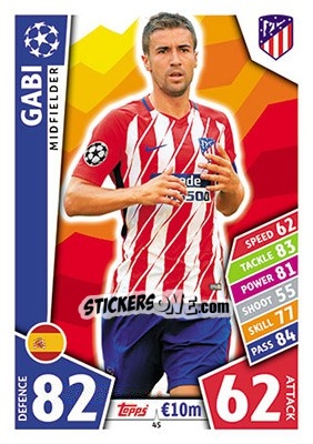 Sticker Gabi - UEFA Champions League 2017-2018. Match Attax n. 45 - Topps