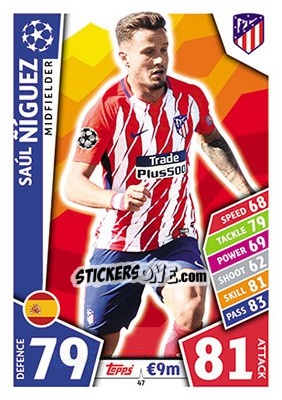Sticker Saúl Ñíguez - UEFA Champions League 2017-2018. Match Attax n. 47 - Topps