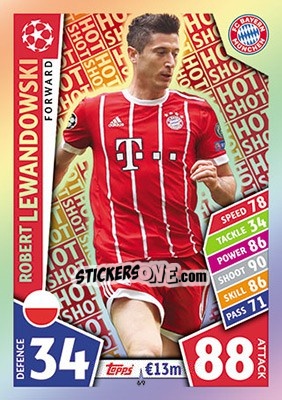 Sticker Robert Lewandowski - UEFA Champions League 2017-2018. Match Attax n. 69 - Topps