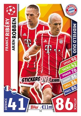 Cromo Franck Ribéry / Arjen Robben - UEFA Champions League 2017-2018. Match Attax - Topps