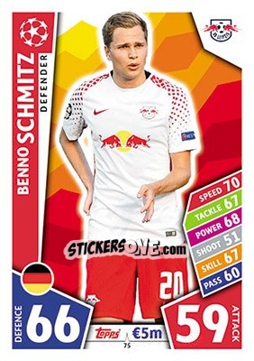 Sticker Benno Schmitz - UEFA Champions League 2017-2018. Match Attax n. 75 - Topps