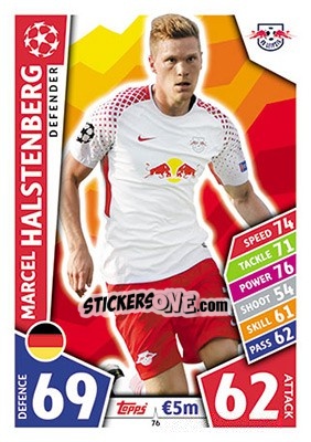 Sticker Marcel Halstenberg - UEFA Champions League 2017-2018. Match Attax n. 76 - Topps