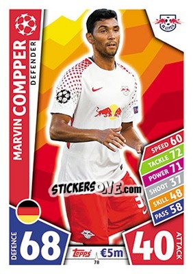 Sticker Marvin Compper - UEFA Champions League 2017-2018. Match Attax n. 78 - Topps