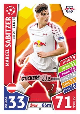 Sticker Marcel Sabitzer - UEFA Champions League 2017-2018. Match Attax - Topps