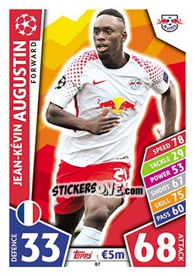 Sticker Jean-Kévin Augustin - UEFA Champions League 2017-2018. Match Attax n. 87 - Topps