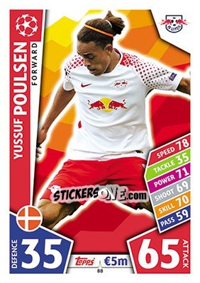 Sticker Yussuf Poulsen - UEFA Champions League 2017-2018. Match Attax n. 88 - Topps