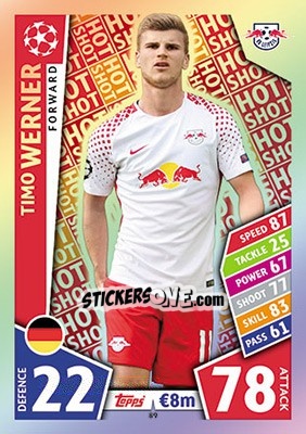 Sticker Timo Werner - UEFA Champions League 2017-2018. Match Attax n. 89 - Topps