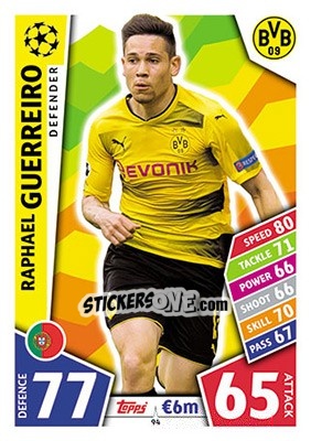 Sticker Raphael Guerreiro - UEFA Champions League 2017-2018. Match Attax - Topps