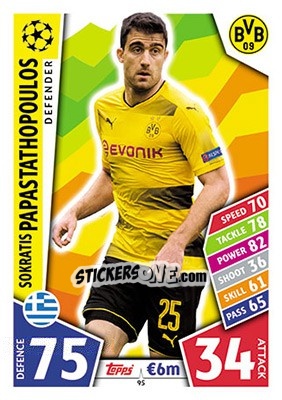 Sticker Sokratis Papastathopoulos - UEFA Champions League 2017-2018. Match Attax n. 95 - Topps