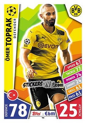 Sticker Ömer Toprak - UEFA Champions League 2017-2018. Match Attax - Topps