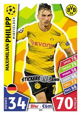 Sticker Maximilian Philipp - UEFA Champions League 2017-2018. Match Attax n. 100 - Topps