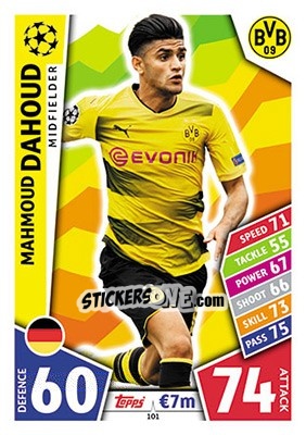 Sticker Mahmoud Dahoud - UEFA Champions League 2017-2018. Match Attax n. 101 - Topps