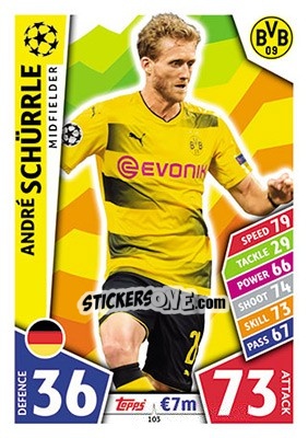 Sticker André Schürrle - UEFA Champions League 2017-2018. Match Attax n. 103 - Topps
