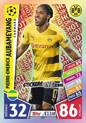 Sticker Pierre-Emerick Aubameyang - UEFA Champions League 2017-2018. Match Attax n. 107 - Topps