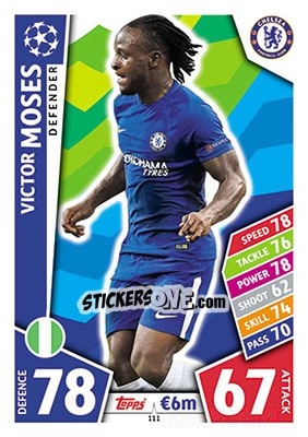 Cromo Victor Moses - UEFA Champions League 2017-2018. Match Attax - Topps
