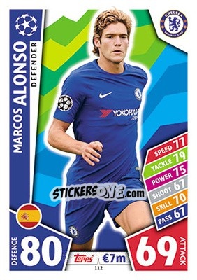Sticker Marcos Alonso - UEFA Champions League 2017-2018. Match Attax n. 112 - Topps
