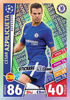 Sticker César Azpilicueta - UEFA Champions League 2017-2018. Match Attax n. 113 - Topps