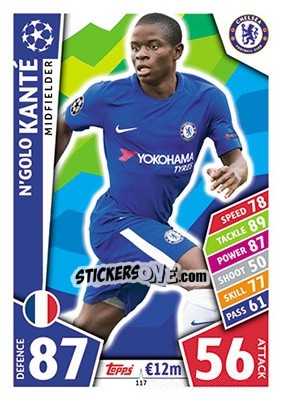 Figurina N'Golo Kanté - UEFA Champions League 2017-2018. Match Attax - Topps