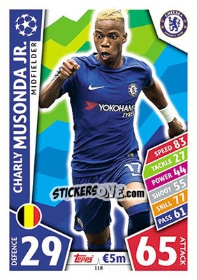 Sticker Charly Musonda Jr. - UEFA Champions League 2017-2018. Match Attax n. 118 - Topps