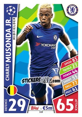 Figurina Charly Musonda Jr. - UEFA Champions League 2017-2018. Match Attax - Topps