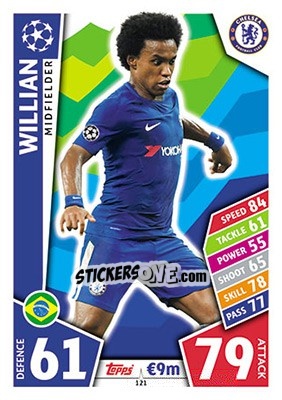 Sticker Willian - UEFA Champions League 2017-2018. Match Attax n. 121 - Topps