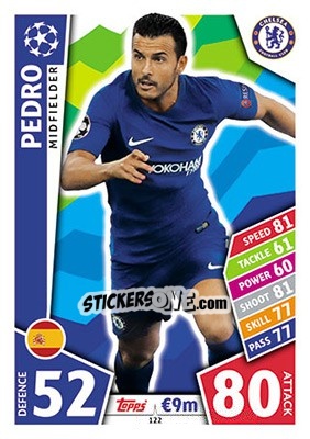 Sticker Pedro Rodríguez - UEFA Champions League 2017-2018. Match Attax n. 122 - Topps