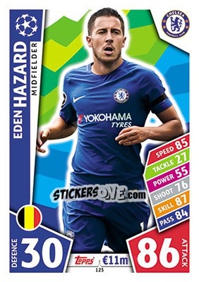 Sticker Eden Hazard - UEFA Champions League 2017-2018. Match Attax n. 123 - Topps