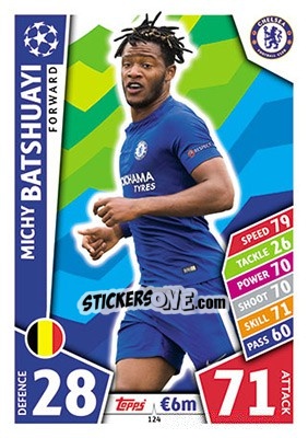 Sticker Michy Batshuayi - UEFA Champions League 2017-2018. Match Attax n. 124 - Topps
