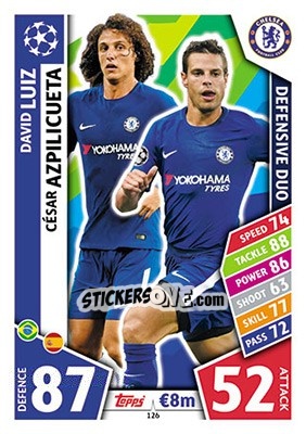 Sticker David Luiz / César Azpilicueta - UEFA Champions League 2017-2018. Match Attax n. 126 - Topps