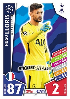 Sticker Hugo Lloris - UEFA Champions League 2017-2018. Match Attax n. 128 - Topps
