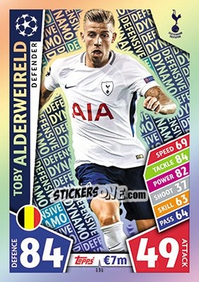 Figurina Toby Alderweireld - UEFA Champions League 2017-2018. Match Attax - Topps