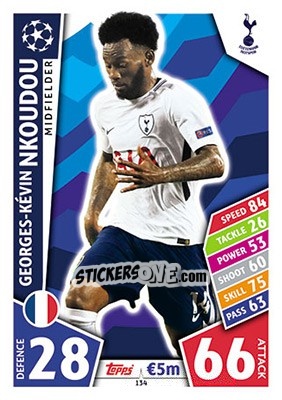 Cromo Georges-Kévin Nkoudou - UEFA Champions League 2017-2018. Match Attax n. 134 - Topps