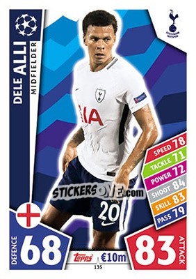 Sticker Dele Alli - UEFA Champions League 2017-2018. Match Attax n. 135 - Topps