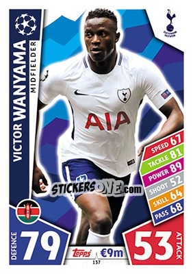 Sticker Victor Wanyama - UEFA Champions League 2017-2018. Match Attax - Topps