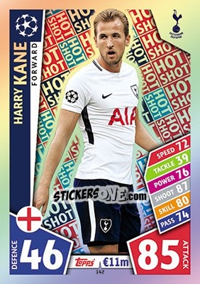 Sticker Harry Kane - UEFA Champions League 2017-2018. Match Attax n. 142 - Topps