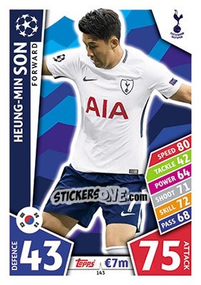 Sticker Heung-Min Son - UEFA Champions League 2017-2018. Match Attax n. 143 - Topps