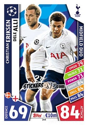 Sticker Christian Eriksen / Dele Alli - UEFA Champions League 2017-2018. Match Attax n. 144 - Topps