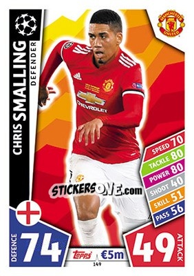 Sticker Chris Smalling - UEFA Champions League 2017-2018. Match Attax n. 149 - Topps