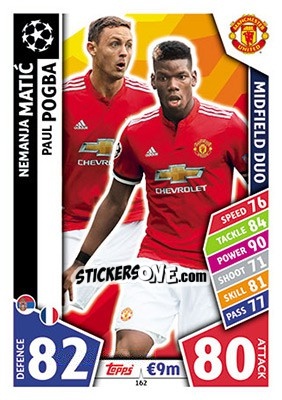 Sticker Nemanja Matic / Paul Pogba - UEFA Champions League 2017-2018. Match Attax n. 162 - Topps