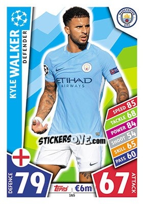 Sticker Kyle Walker - UEFA Champions League 2017-2018. Match Attax n. 165 - Topps