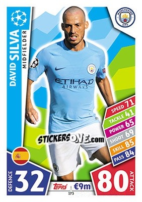 Sticker David Silva - UEFA Champions League 2017-2018. Match Attax - Topps