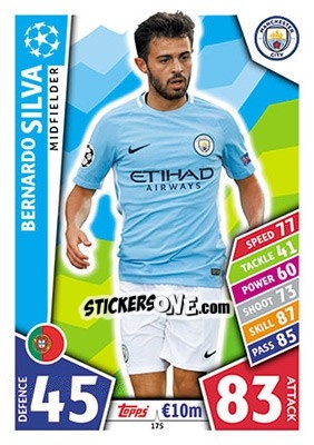 Sticker Bernardo Silva - UEFA Champions League 2017-2018. Match Attax n. 175 - Topps