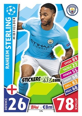 Sticker Raheem Sterling - UEFA Champions League 2017-2018. Match Attax n. 176 - Topps