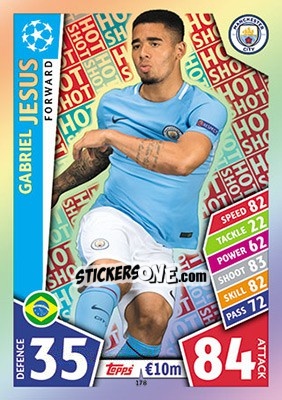 Sticker Gabriel Jesus - UEFA Champions League 2017-2018. Match Attax - Topps