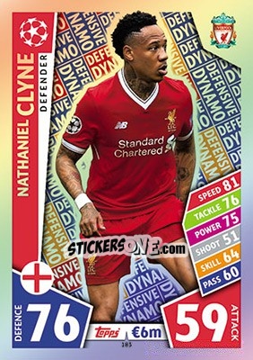 Sticker Nathaniel Clyne - UEFA Champions League 2017-2018. Match Attax n. 183 - Topps