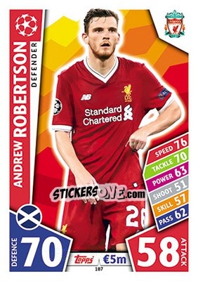 Cromo Andrew Robertson - UEFA Champions League 2017-2018. Match Attax - Topps