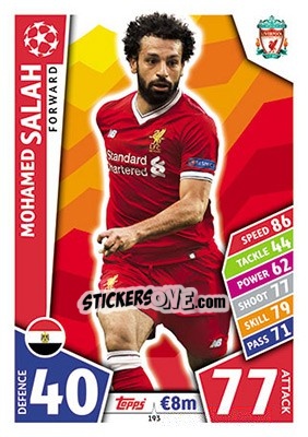 Sticker Mohamed Salah - UEFA Champions League 2017-2018. Match Attax n. 193 - Topps